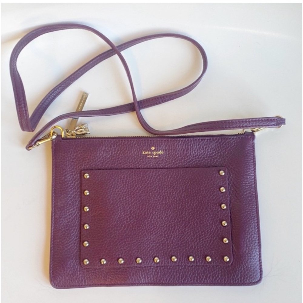 Kate Spade Burgundy/Maroon Leather Crossbody Purse Grommets EXCELLENT CONDITION